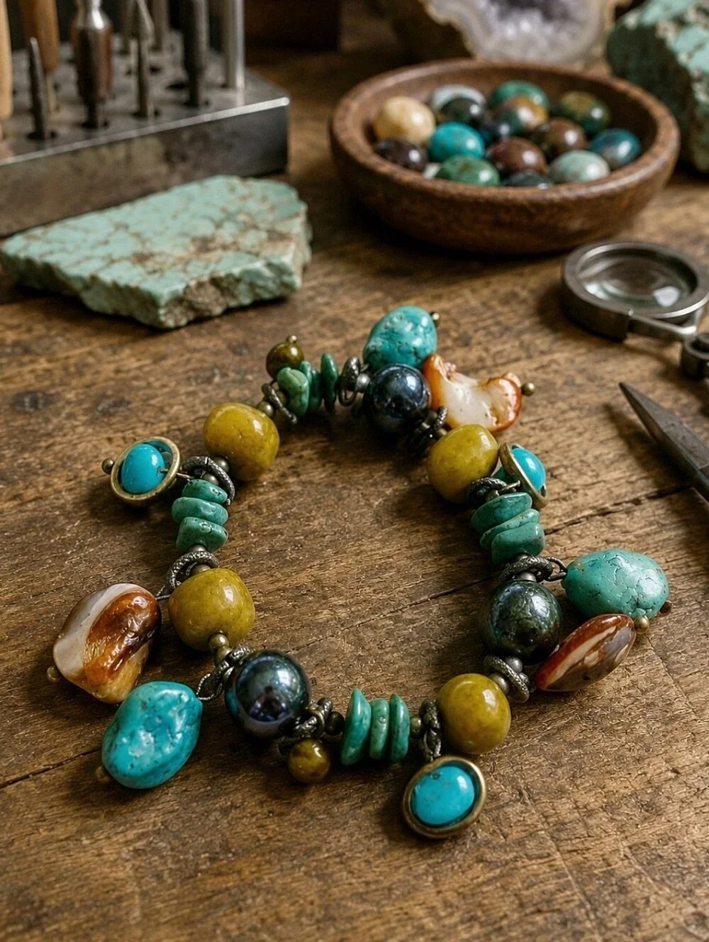 Baubles and Beads Stretch Bracelet Turquoise Color And Shells